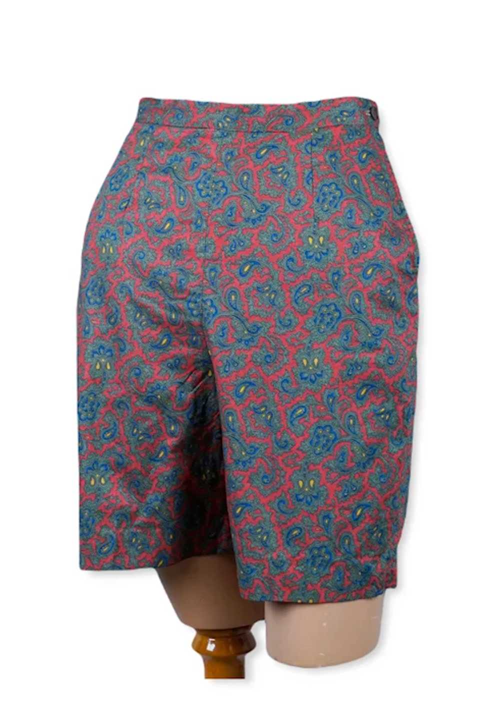 60s - 70s Maroon Paisley Bermuda Shorts by Centur… - image 3