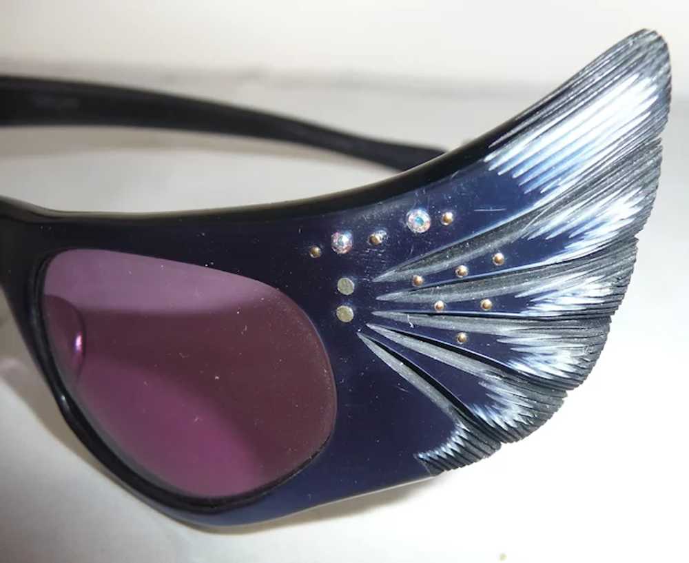 1950s French Women's Blue Cat Eye Sun EyeGlasses … - image 10