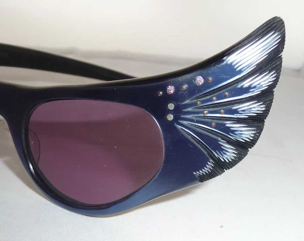 1950s French Women's Blue Cat Eye Sun EyeGlasses … - image 11