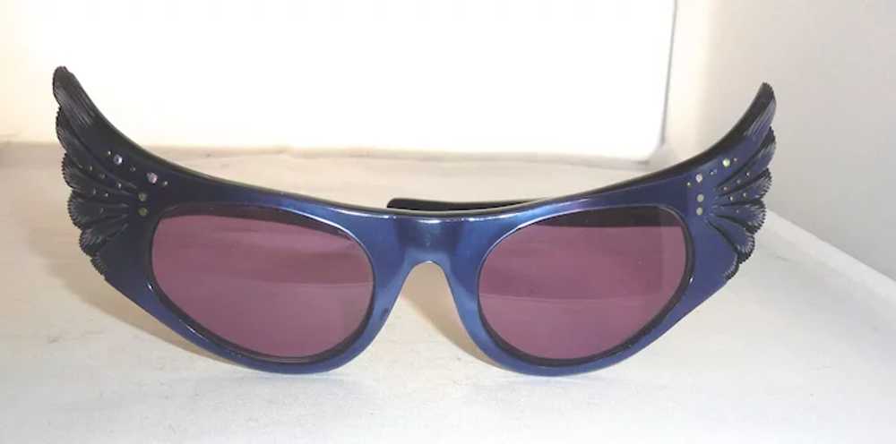 1950s French Women's Blue Cat Eye Sun EyeGlasses … - image 4