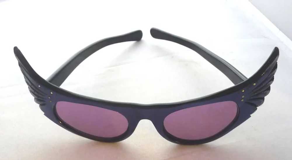 1950s French Women's Blue Cat Eye Sun EyeGlasses … - image 5