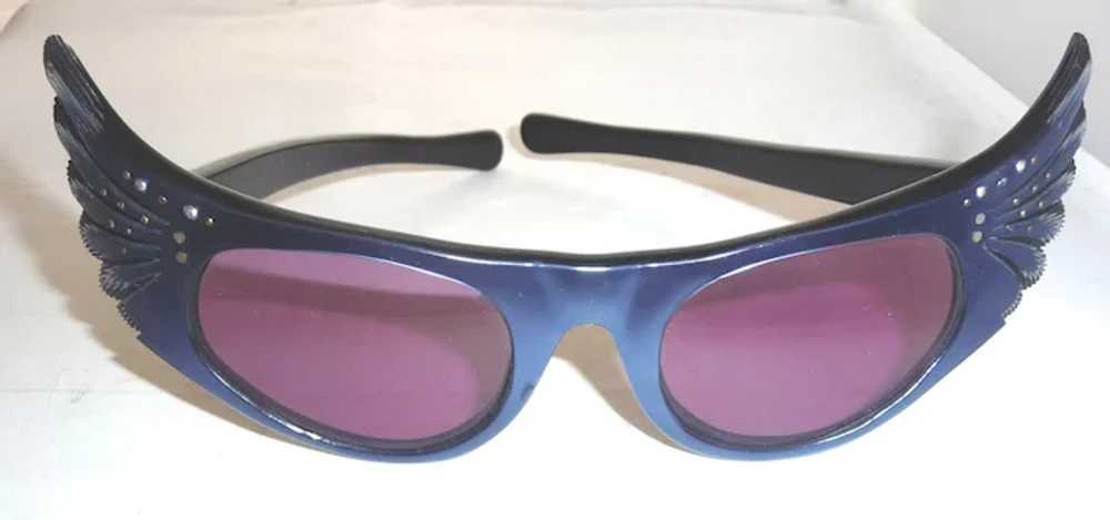 1950s French Women's Blue Cat Eye Sun EyeGlasses … - image 6