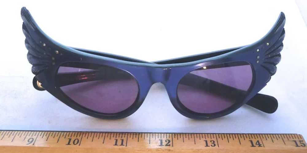 1950s French Women's Blue Cat Eye Sun EyeGlasses … - image 7