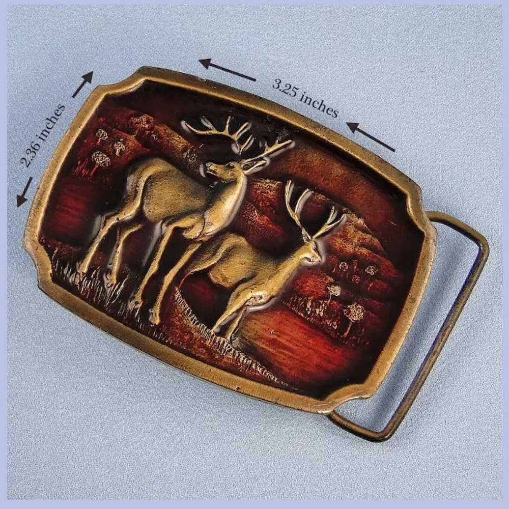 Brass Koleaco Buckle Enamel Deer Vintage Early Pr… - image 4