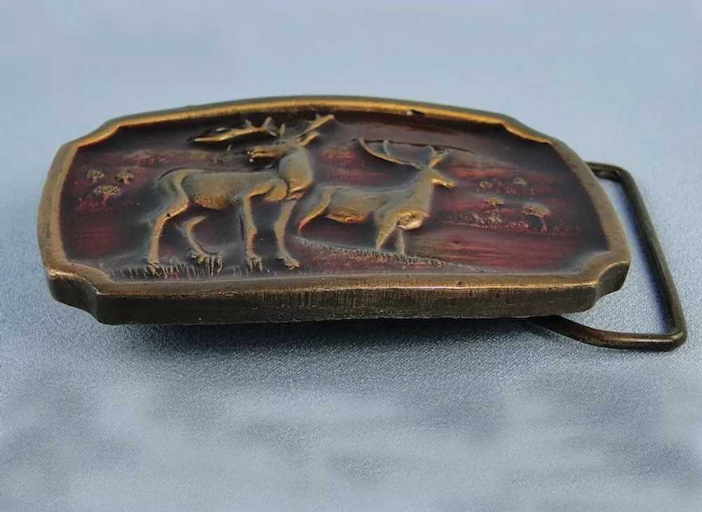 Brass Koleaco Buckle Enamel Deer Vintage Early Pr… - image 5