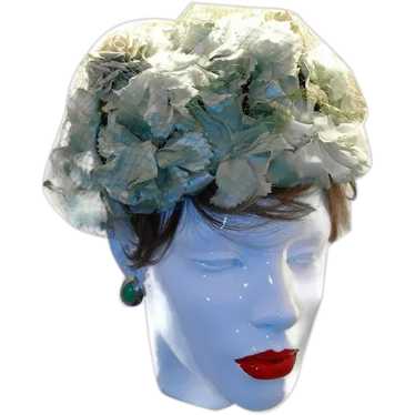 Vtg 90s Y2K Floral Cotton Green Straw Bucket Hat Blossom Style