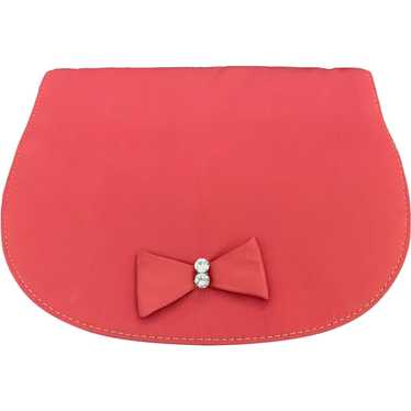 1950's Hot Pink Satin Evening Clutch with Rhinest… - image 1