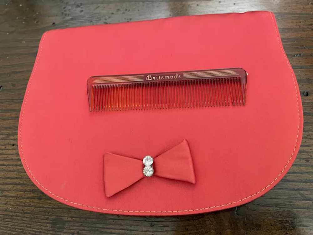 1950's Hot Pink Satin Evening Clutch with Rhinest… - image 3