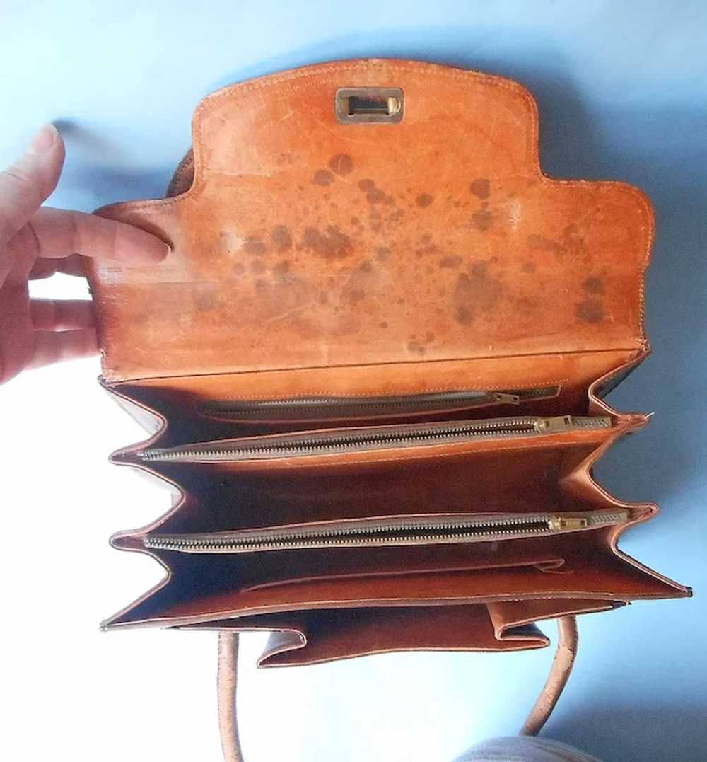 Vintage Tooled Leather Purse Handbag Loaded With … - image 10