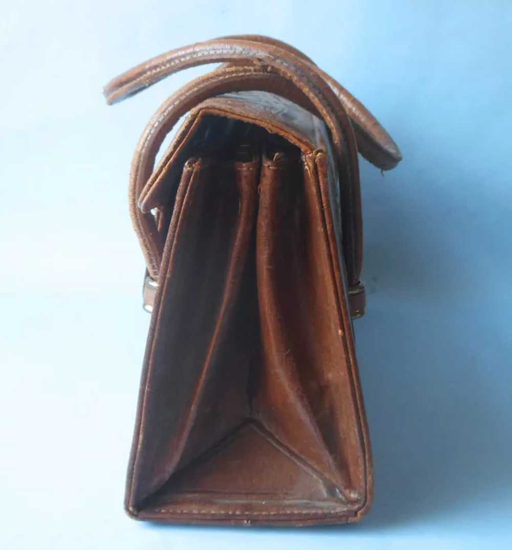 Vintage Tooled Leather Purse Handbag Loaded With … - image 2