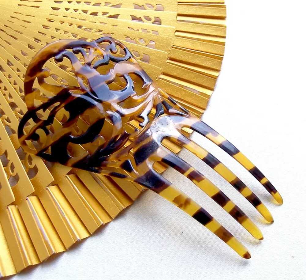Art Nouveau style hair comb faux shell interlaced… - image 10