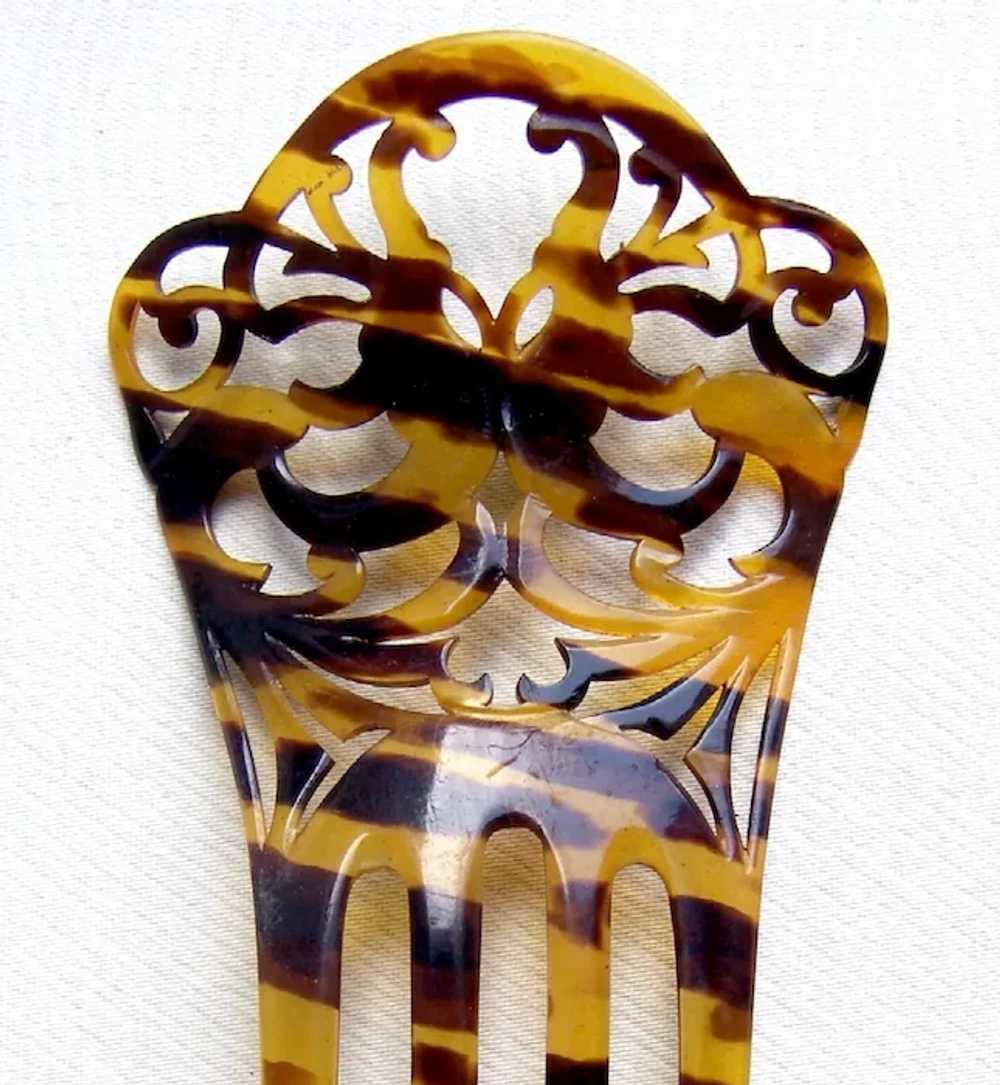 Art Nouveau style hair comb faux shell interlaced… - image 2