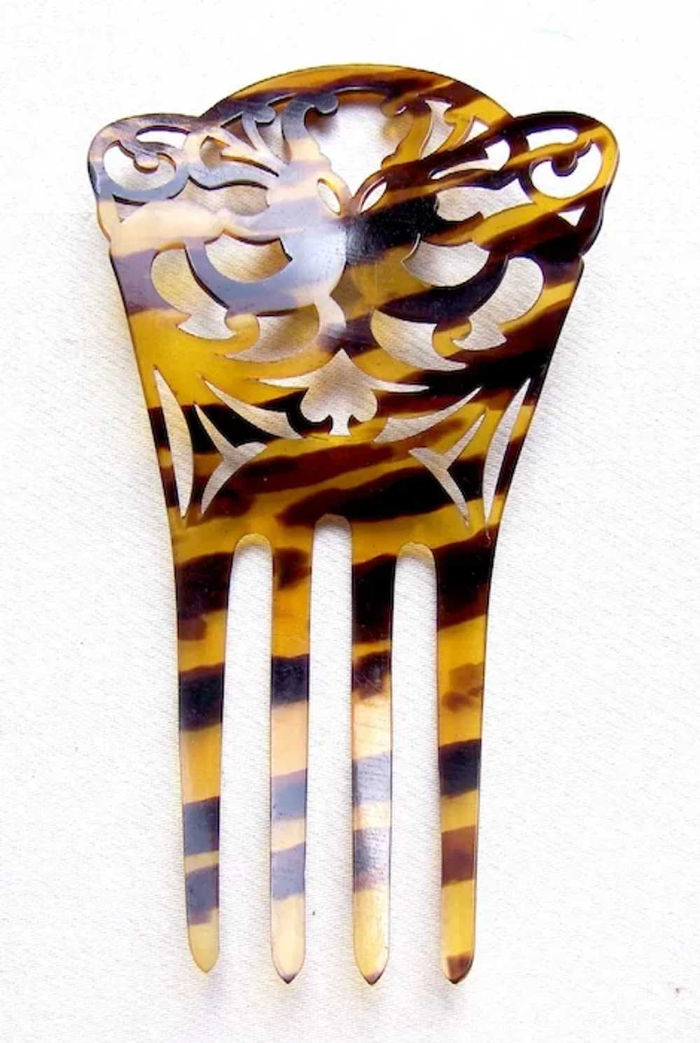 Art Nouveau style hair comb faux shell interlaced… - image 3