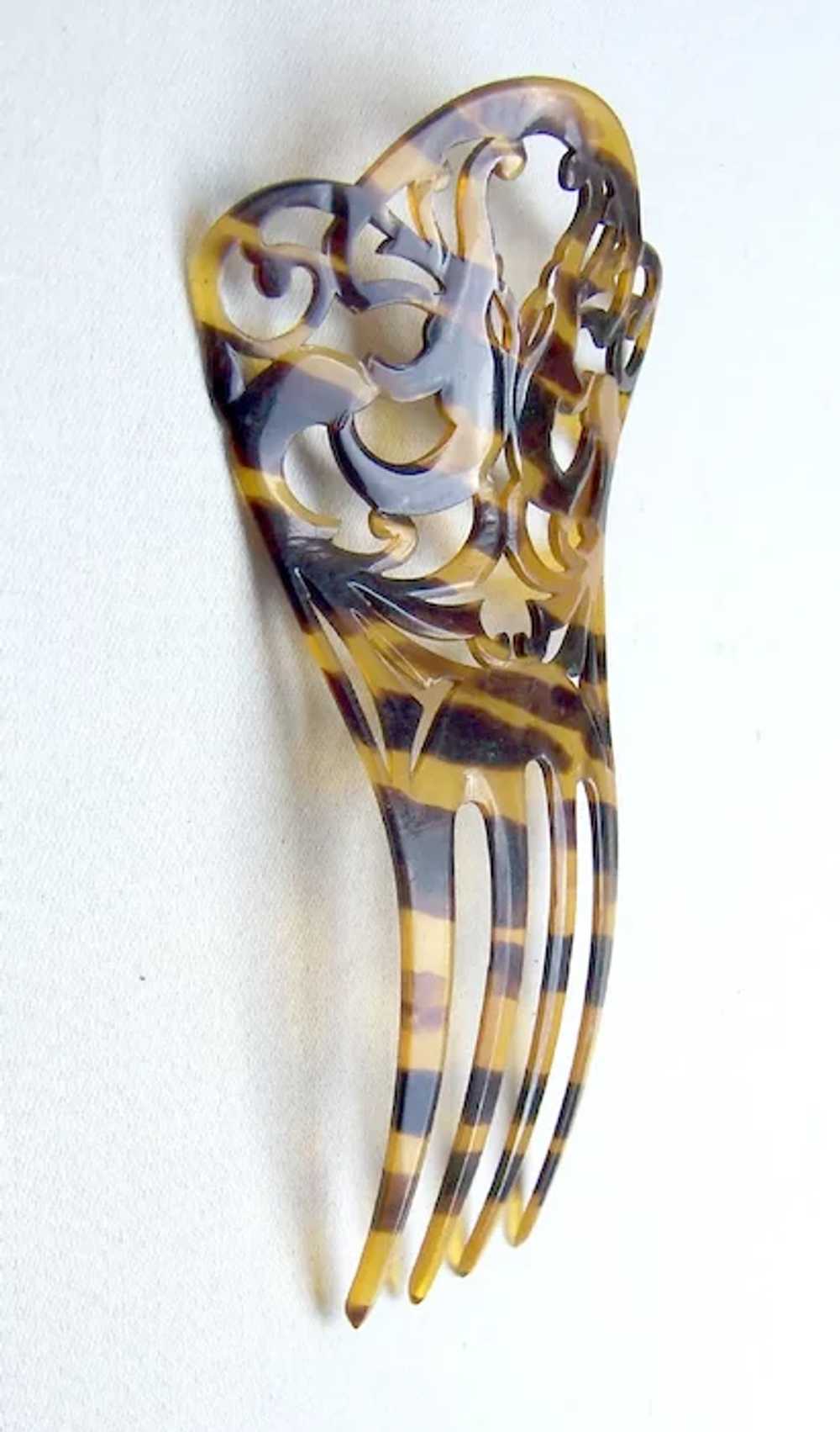 Art Nouveau style hair comb faux shell interlaced… - image 5