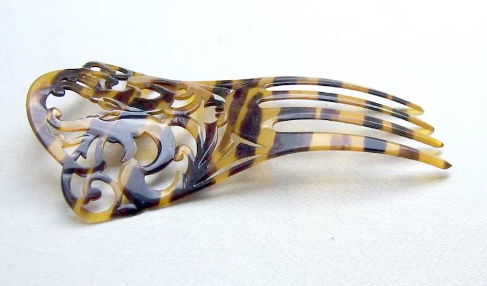 Art Nouveau style hair comb faux shell interlaced… - image 6