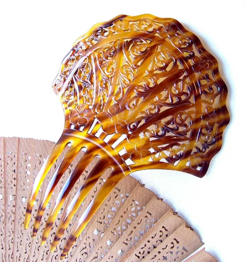 Art Deco faux tortoiseshell hair comb hair access… - image 6