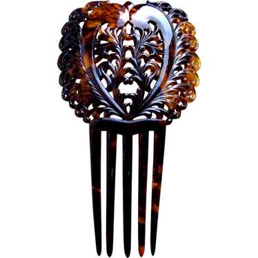 Late Victorian Spanish style hair comb with carve… - image 1