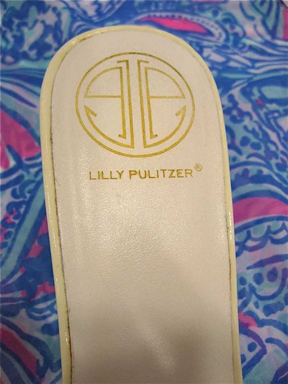 Vintage Lilly Pulitzer Logo Wedge Sandal Slides - image 6