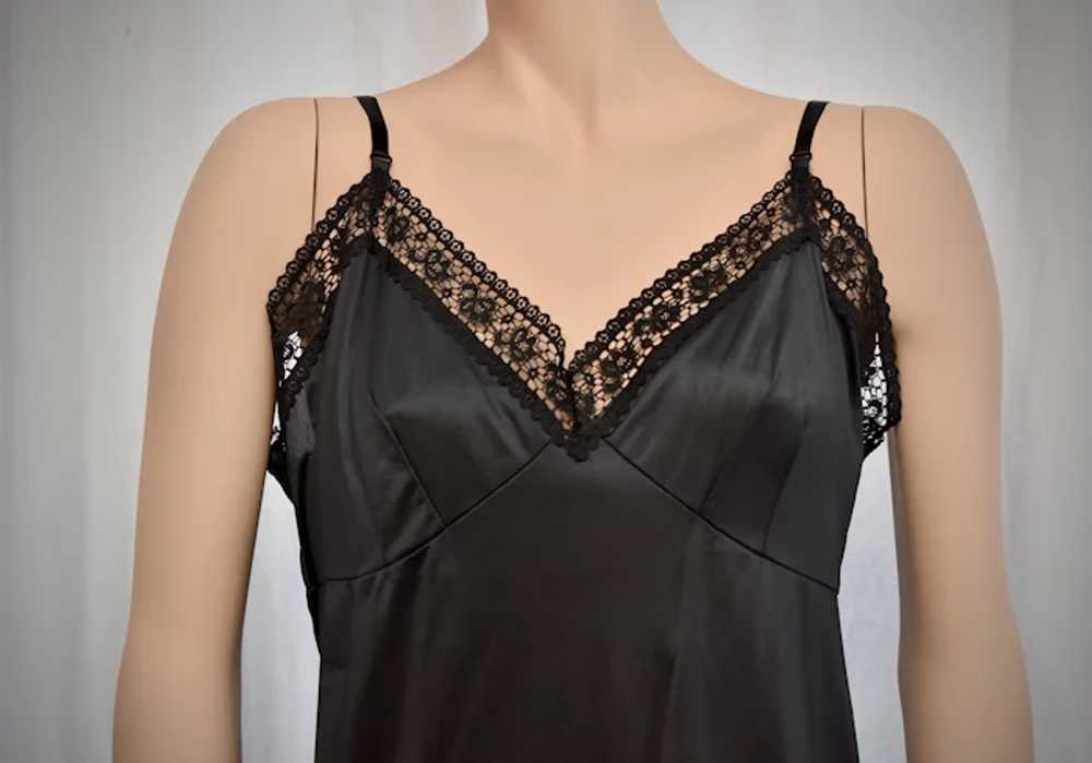 c1970s Wondermaid Black Nylon & Lace Full Slip ~ … - image 2