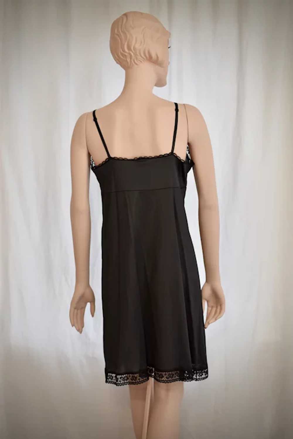 c1970s Wondermaid Black Nylon & Lace Full Slip ~ … - image 6