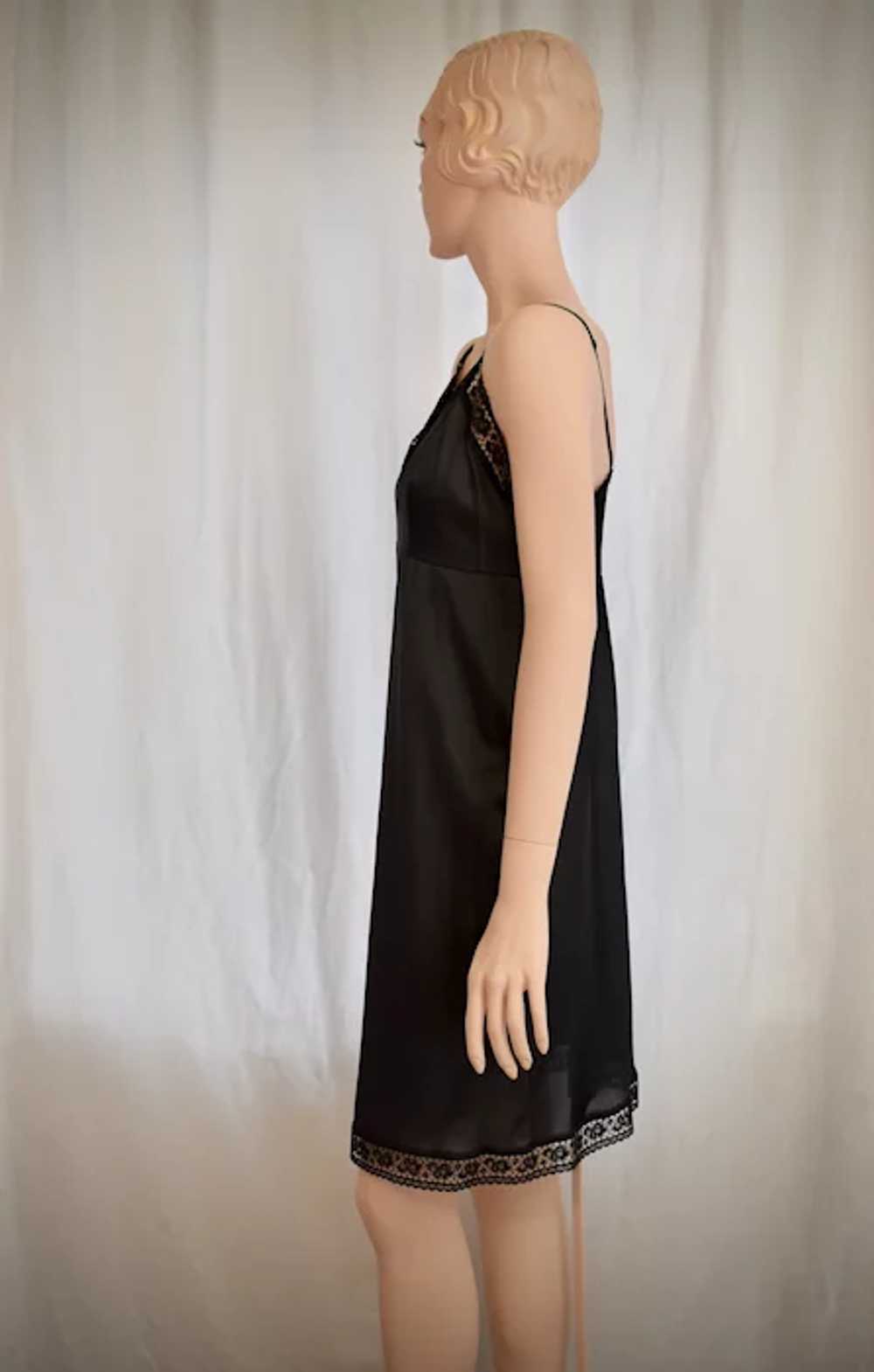 c1970s Wondermaid Black Nylon & Lace Full Slip ~ … - image 7