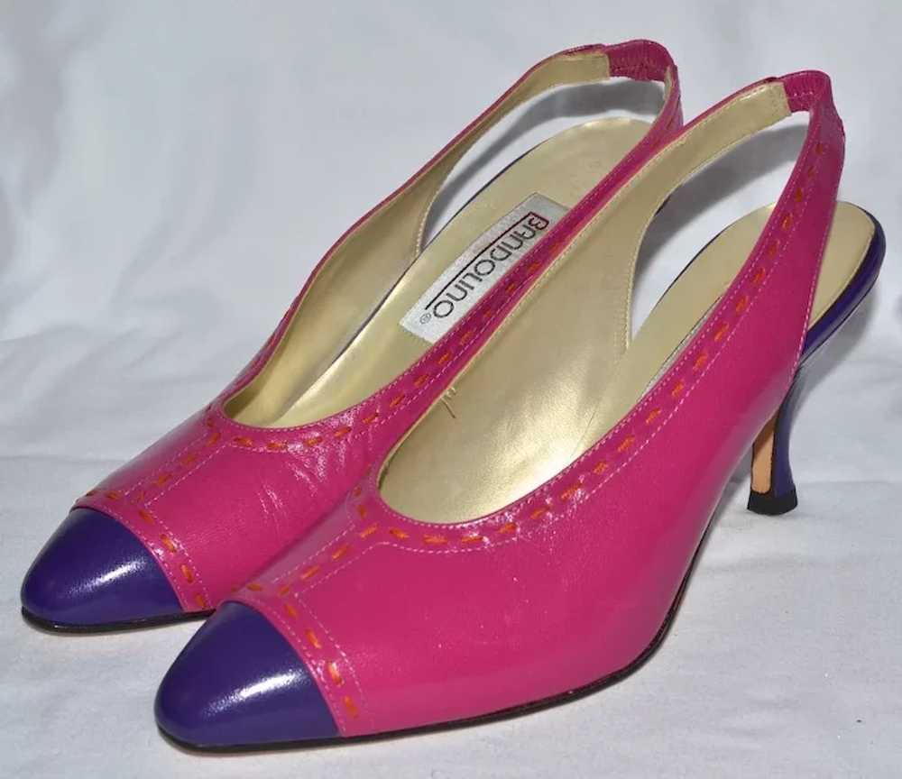 1980s Bandolino ~ Pink & Purple Color Block SIing… - image 2