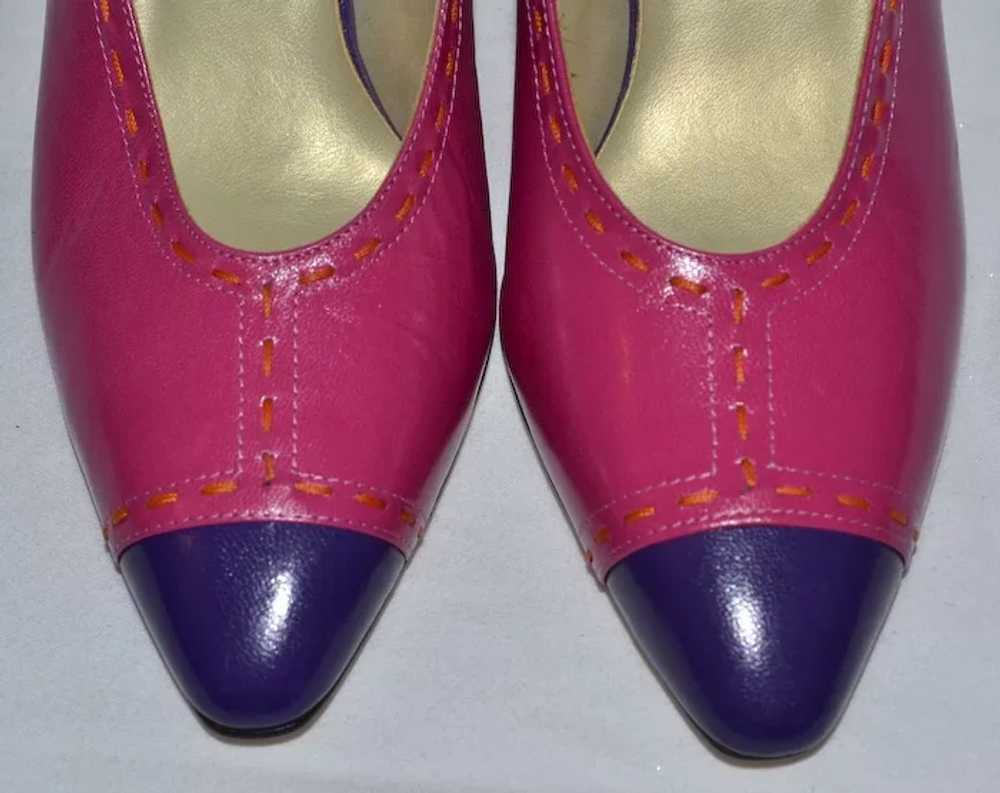 1980s Bandolino ~ Pink & Purple Color Block SIing… - image 3