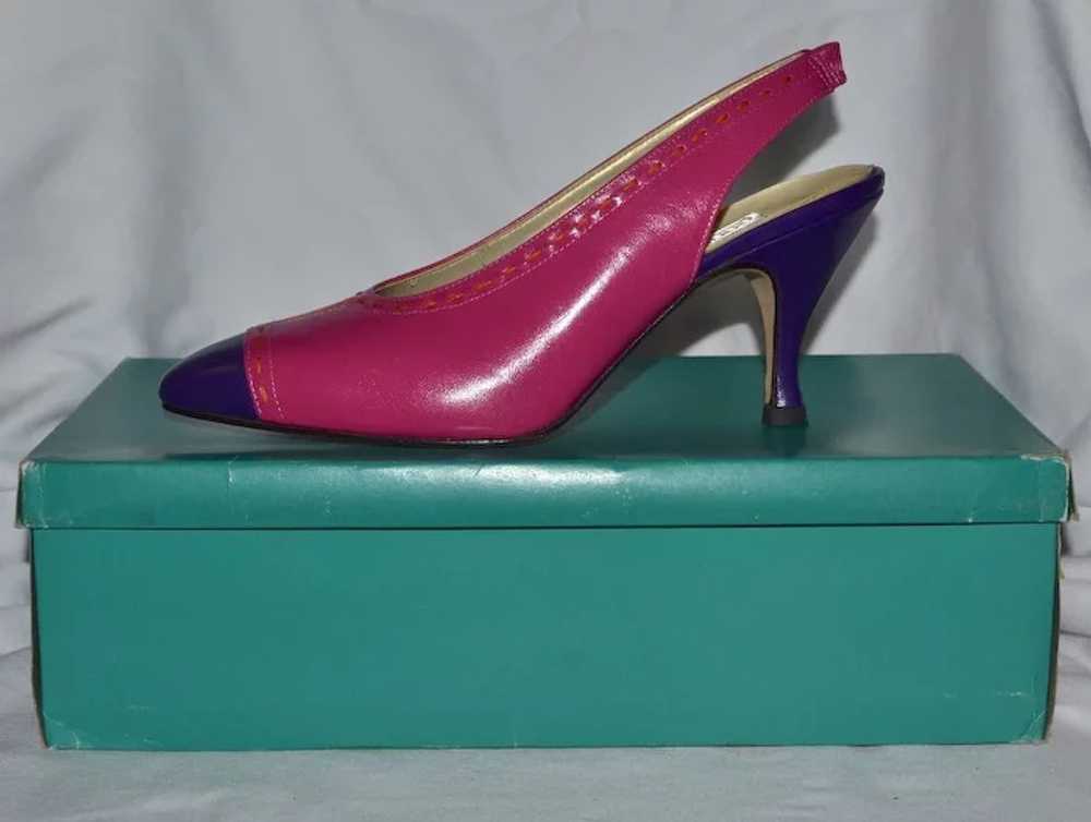 1980s Bandolino ~ Pink & Purple Color Block SIing… - image 4