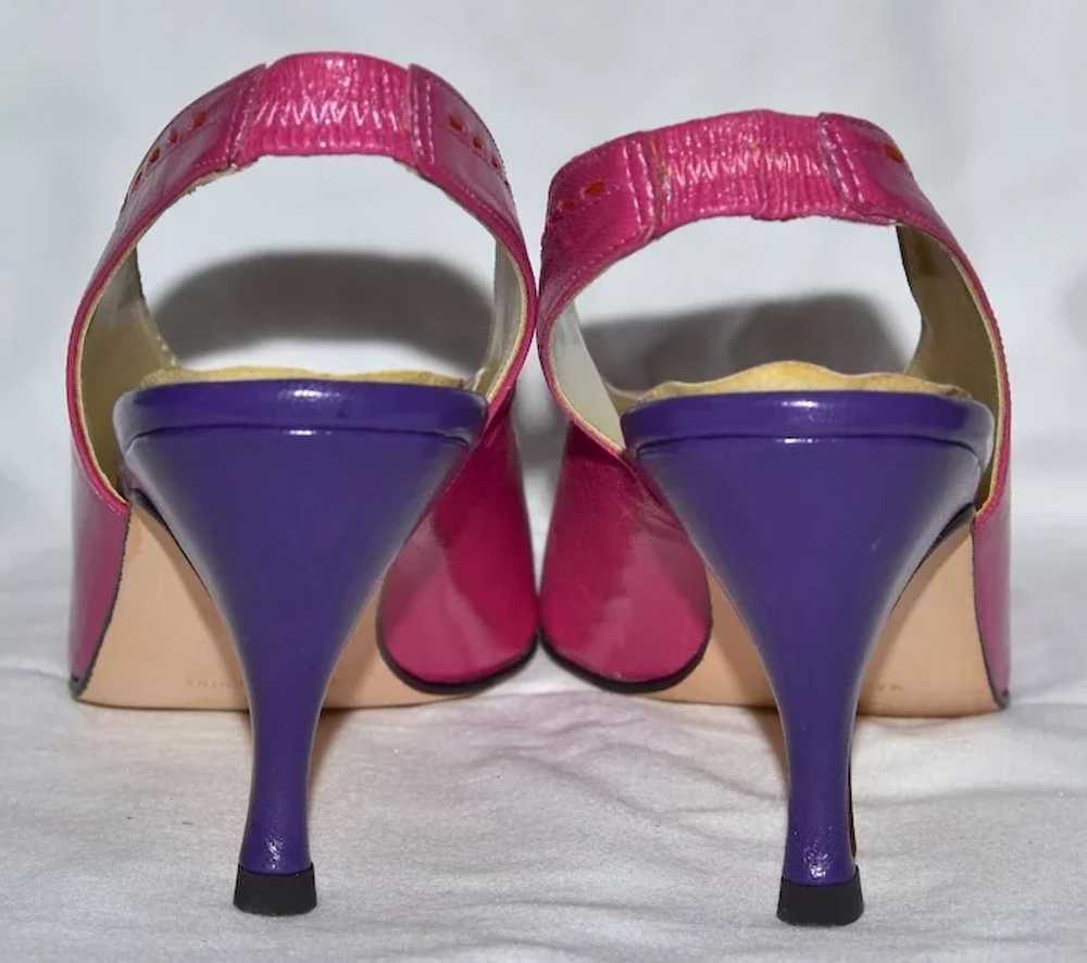 1980s Bandolino ~ Pink & Purple Color Block SIing… - image 5