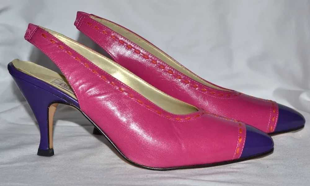 1980s Bandolino ~ Pink & Purple Color Block SIing… - image 6