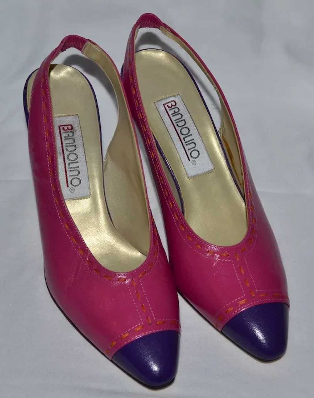 1980s Bandolino ~ Pink & Purple Color Block SIing… - image 7