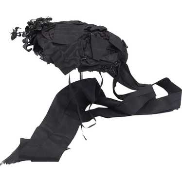 Victorian Black Silk Mourning Hat - image 1