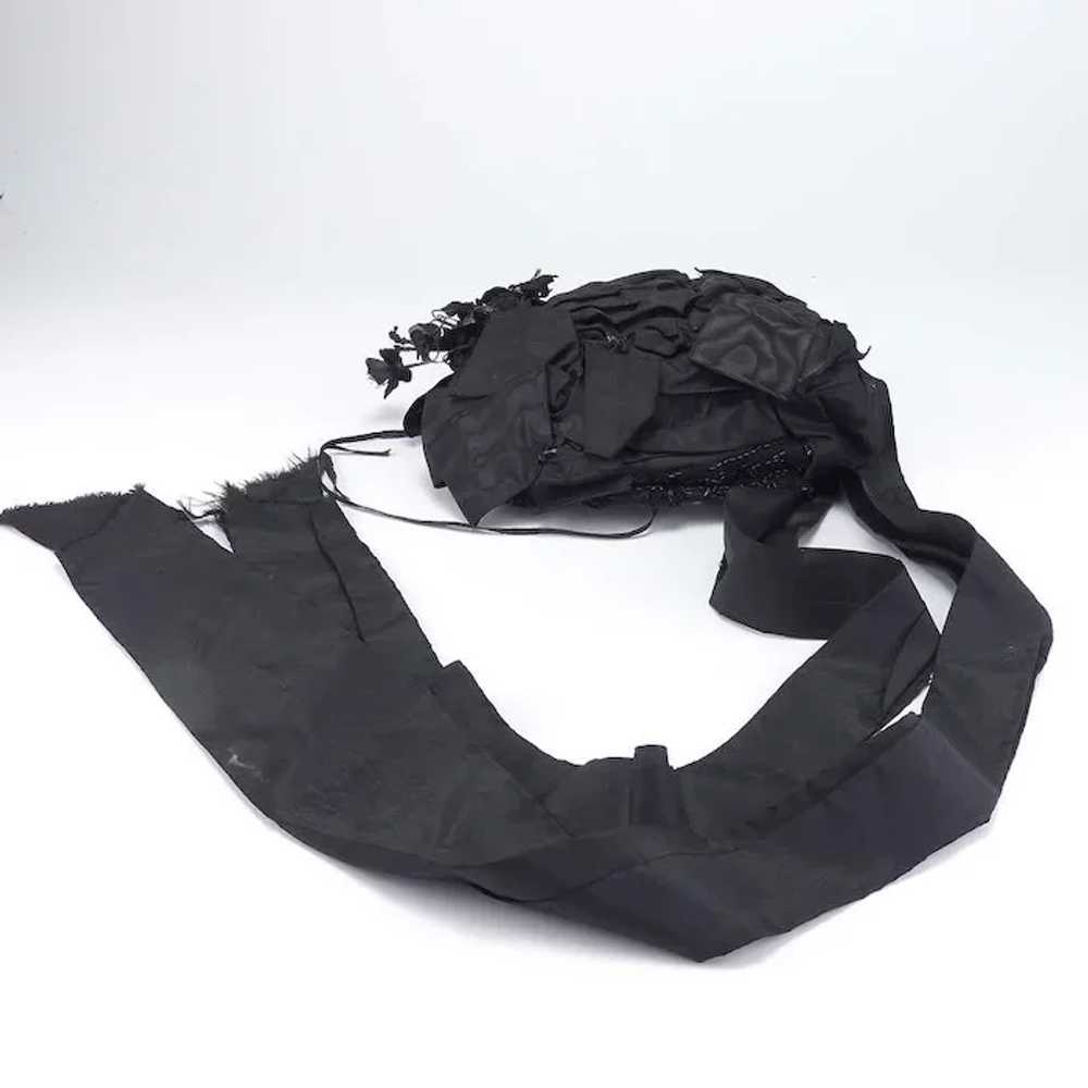 Victorian Black Silk Mourning Hat - image 2