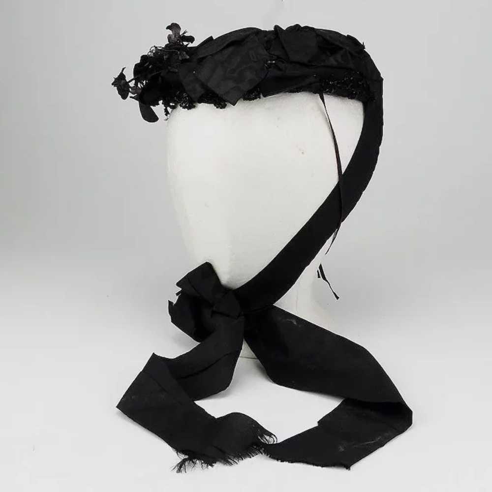 Victorian Black Silk Mourning Hat - image 3