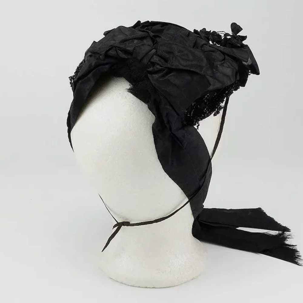 Victorian Black Silk Mourning Hat - image 5