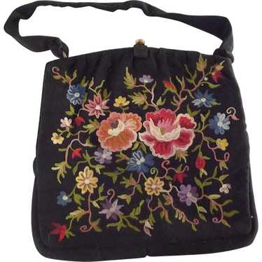 Vintage Richel Faille Purse With Silk Embroidery - image 1