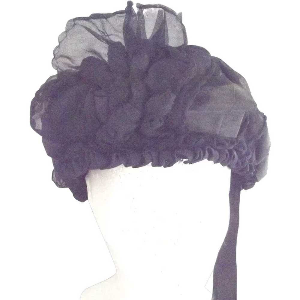 Victorian Chiffon Mourning Hat - Gem