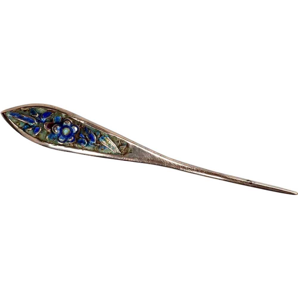 Chinese Silver Enameled Hairpin/Ornament 19th Cen… - image 1