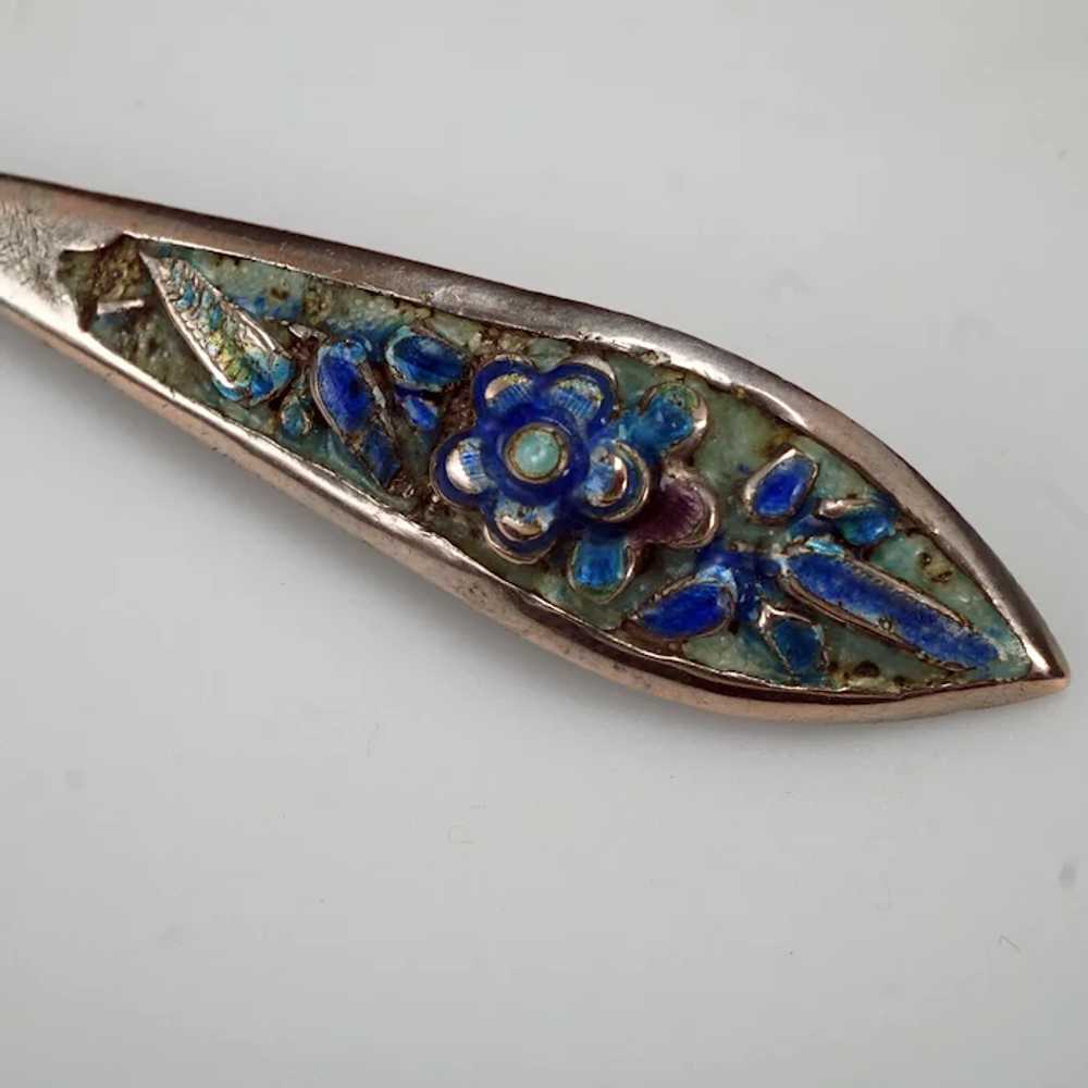 Chinese Silver Enameled Hairpin/Ornament 19th Cen… - image 2