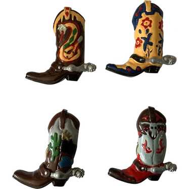 Cowboy Boot Button Covers Hand Painted - image 1
