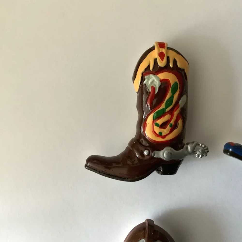 Cowboy Boot Button Covers Hand Painted - image 2