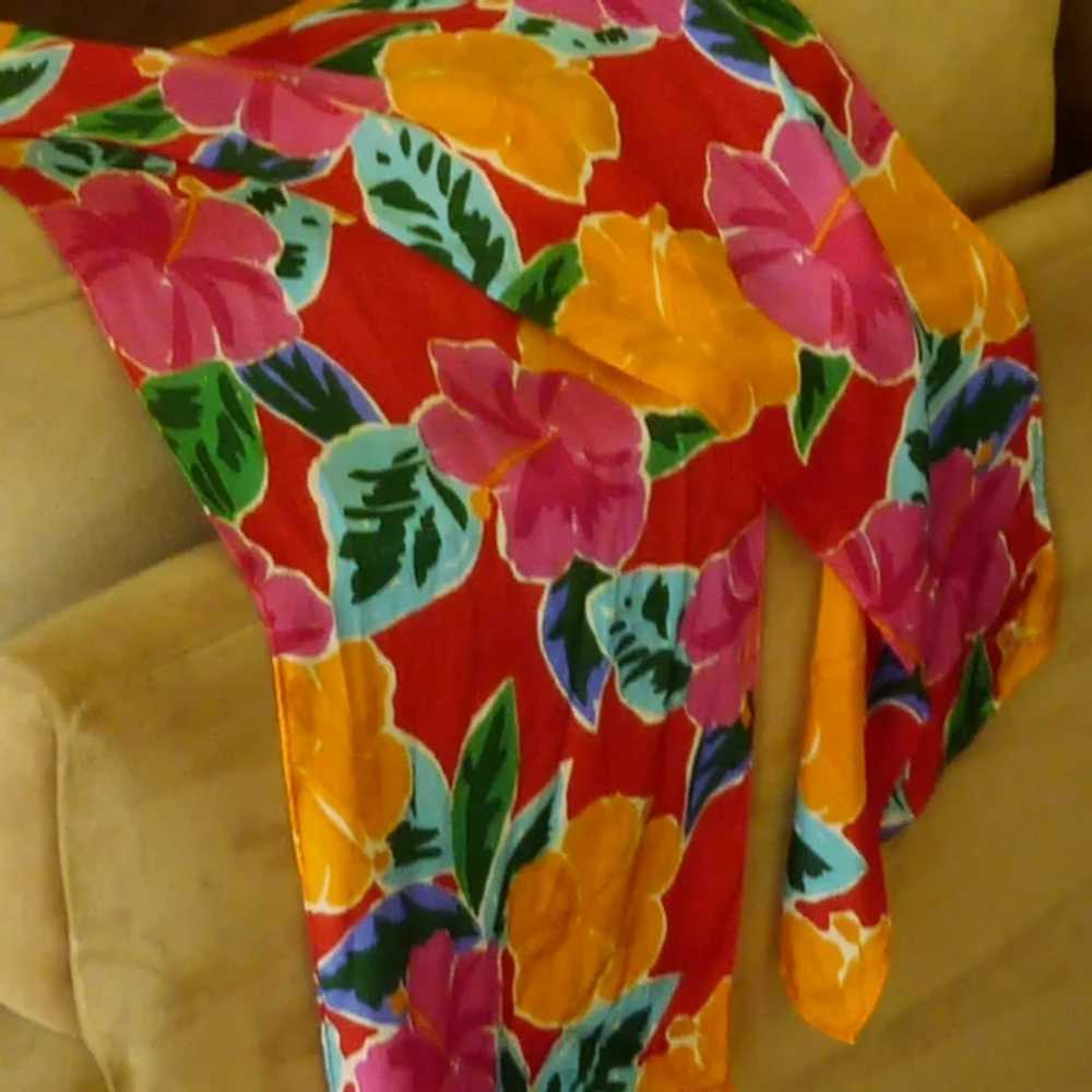 Echo Bright Color Flowered Long Silk Scarf - image 3