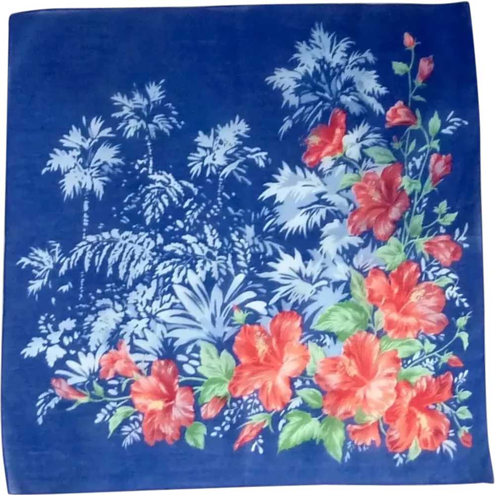 Beautiful Blue Day Lily Flower Handkerchief Hanky… - image 1