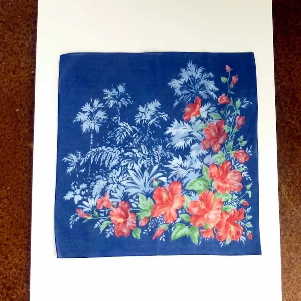 Beautiful Blue Day Lily Flower Handkerchief Hanky… - image 2