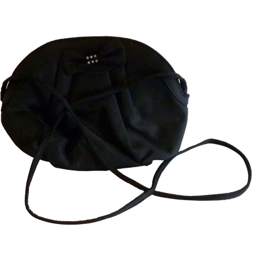 Small Black Evening Bag with Bow and Rhinestones - image 1