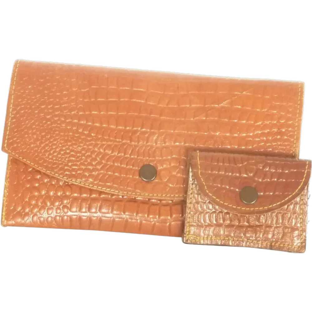 Amber Brown Leather Snap Wallet Billfold - image 1