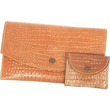 Amber Brown Leather Snap Wallet Billfold - image 1