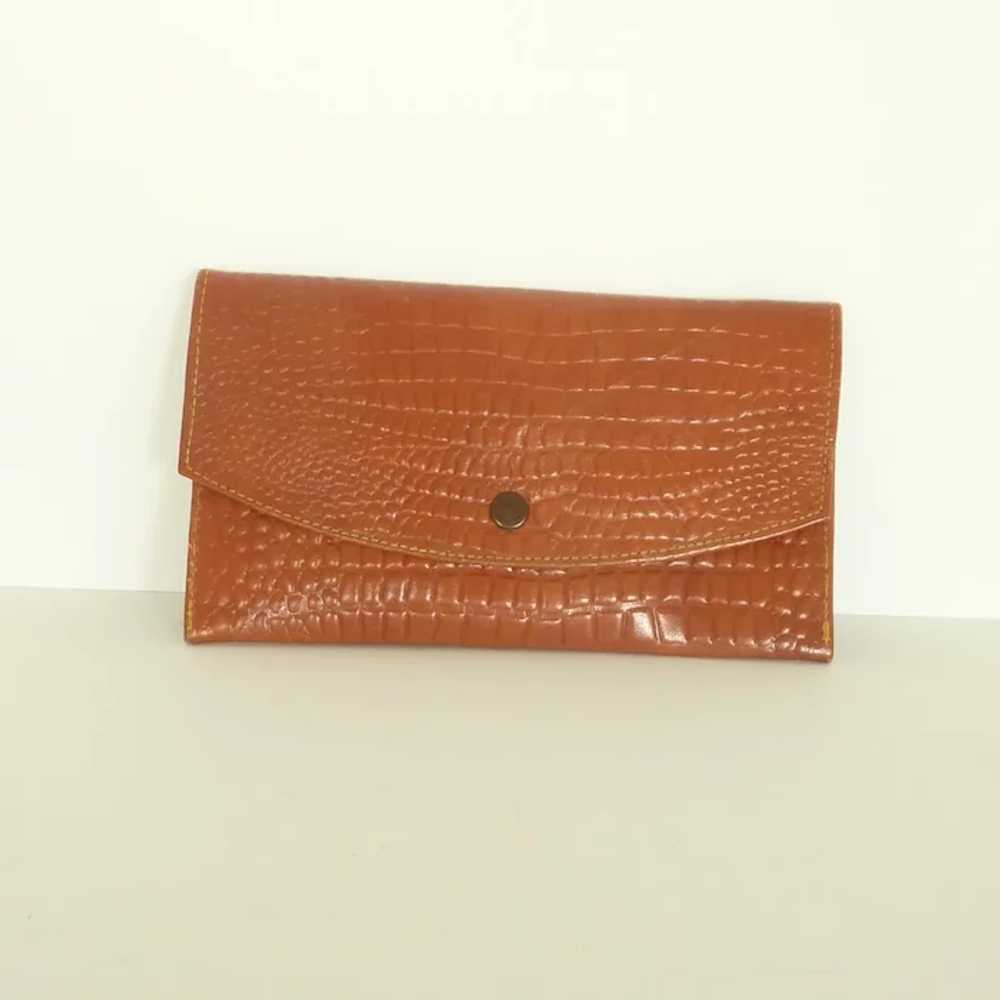 Amber Brown Leather Snap Wallet Billfold - image 4