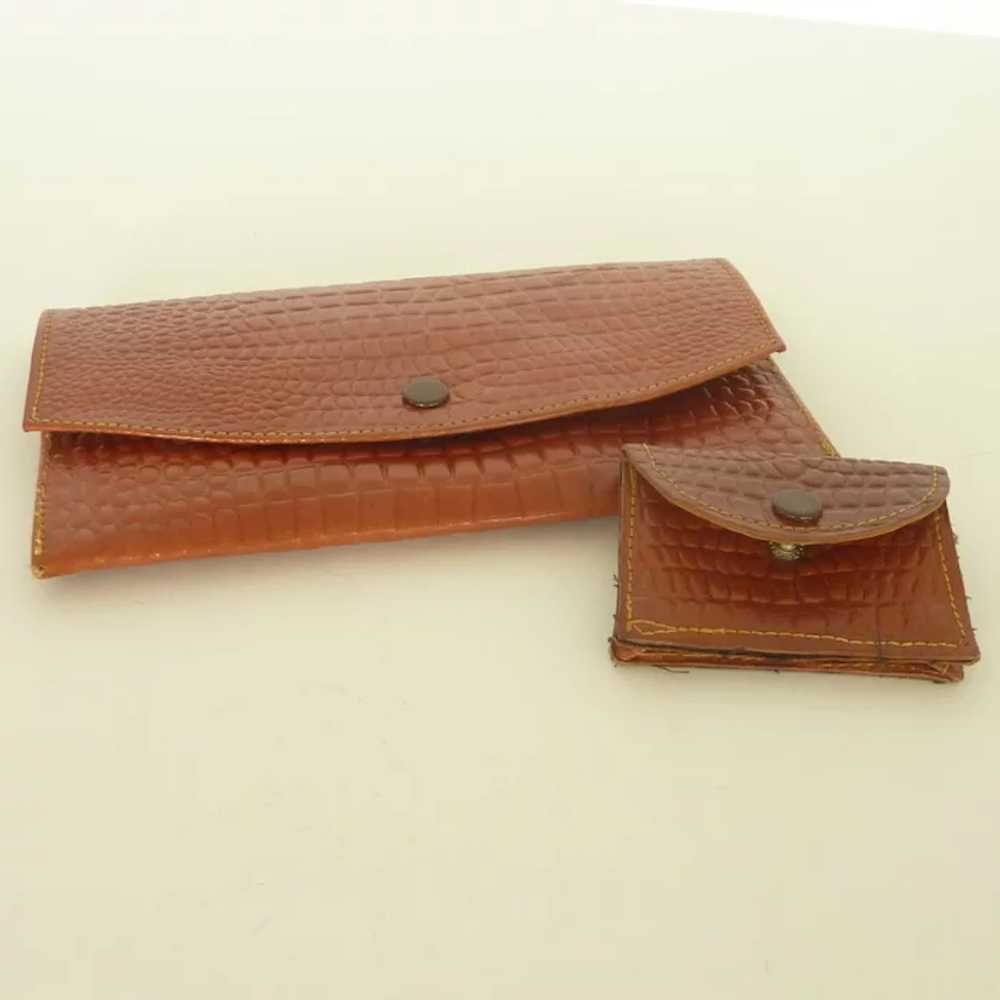Amber Brown Leather Snap Wallet Billfold - image 7