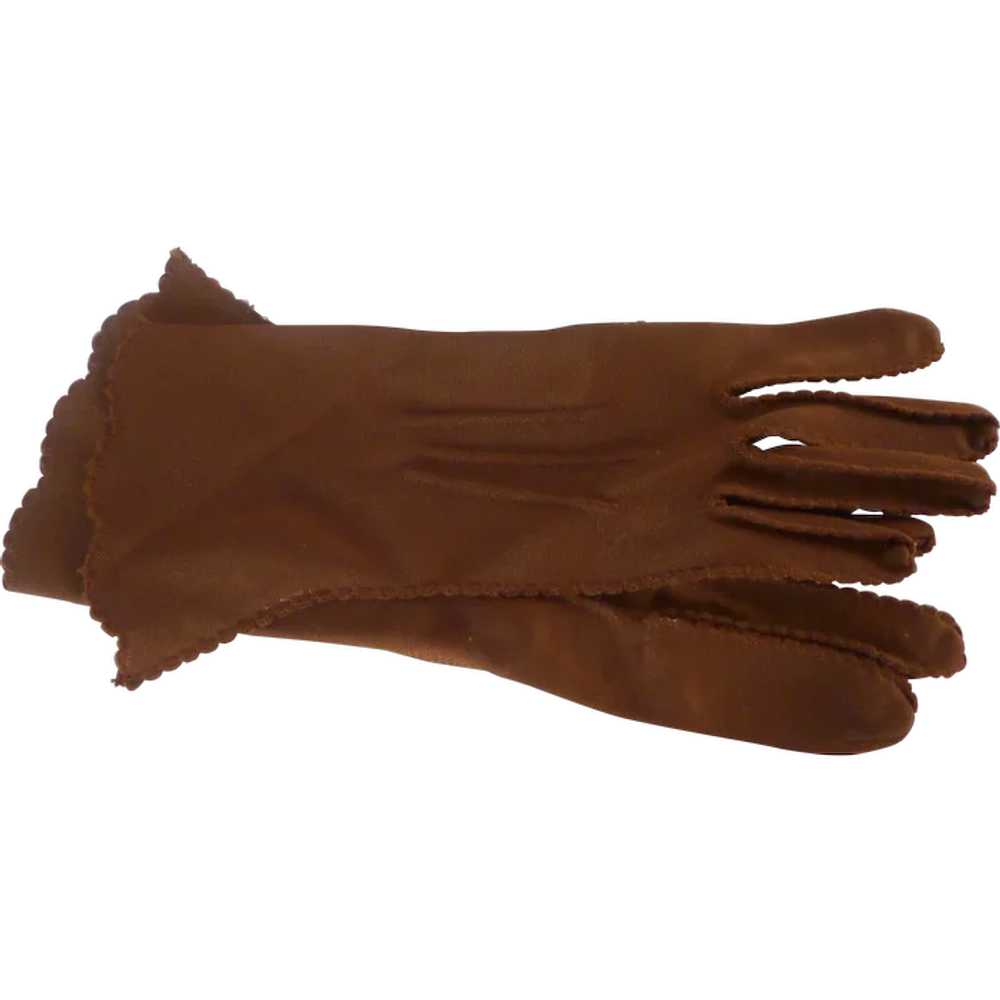 Brown Nylon 1950’s Women’s Vintage Gloves - image 1